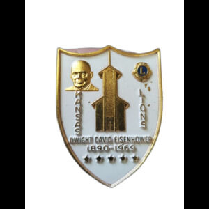 Vintage Dwight Eisenhower Lapel Hat Pin Brooch Badge Kansas 1969 Lions Club